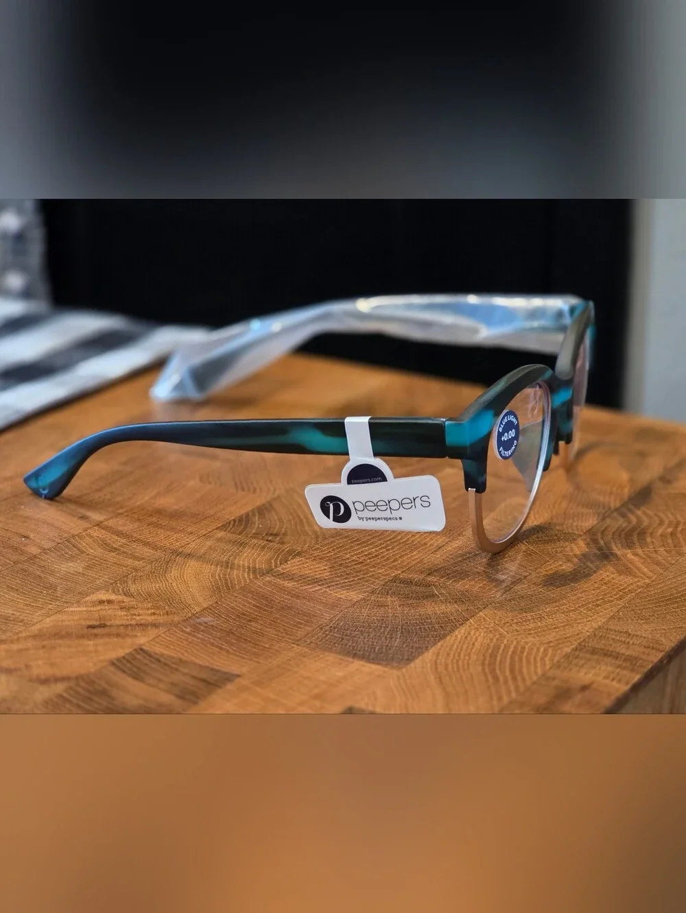 Peepers Georgia Blue Horn Gold Blue Light Glasses - Non-Powered